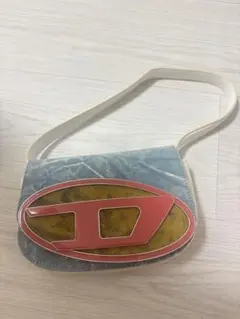 デニムオレンジロゴショルダーバッグ