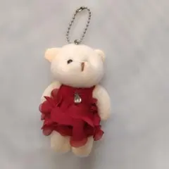 ハンドメイド☆赤いドレスのテディベア キーホルダー ぬいぐるみ