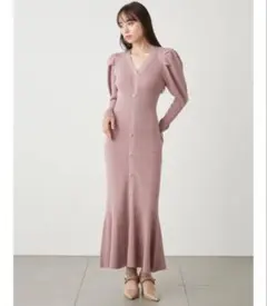 SNIDEL フロントボタンニットロングワンピース