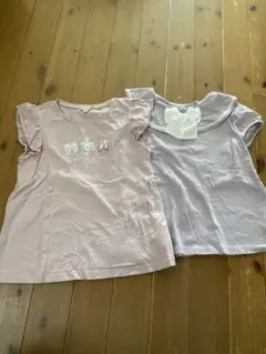 エニイファムフリル袖リボン付きTシャツ2枚セット 140