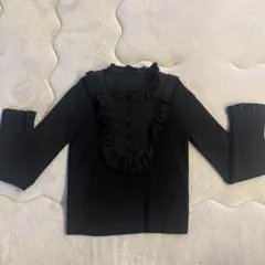 ZARA フリル付き黒長袖シャツ