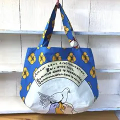 ハンドメイドアフリカ布のミニバッグ 鳩 ハト