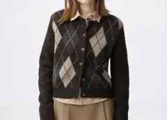 GU パフニットアーガイルクルーネックカーディガン 新品未使用　タグ付き