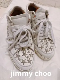3日間お値下げ★jimmy chooホワイトレザー 星型スタッズ スニーカー