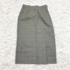 オペークドットクリップ チェック柄ロングスカート L きれいめ 上品