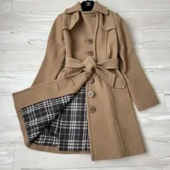バーバリーブルーレーベル　ロング　ベルテッドコート　ロングコート　ベルト　ウール