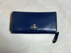 Vivienne Westwood 長財布 レザー ネイビー ラウンドファスナーのサムネイル