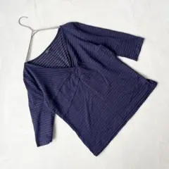 《組曲/KUMIKYOKU》【サイズ3】トップス ネイビー Vネック 五分袖