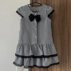 女の子 フォーマル ワンピース 千鳥格子柄 レース リボン 120cm