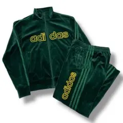 アディダスadidasベロアジャージ上下セットGREENメンズ送料込み万国旗