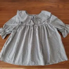 ラブトキ　M　黒白ギンガムチェックブラウス