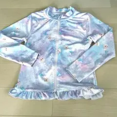 エルサ ラッシュガード 水色 長袖 フリル付き