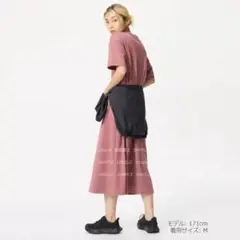 エアリズムコットンTワンピース/半袖　PINK　標準丈　UNIQLO