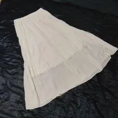 LOWRYS FARM アイボリー フレア ロングスカート ウエストゴム