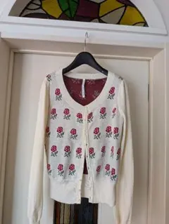 sunaokuwahara 花柄ニットカーディガン