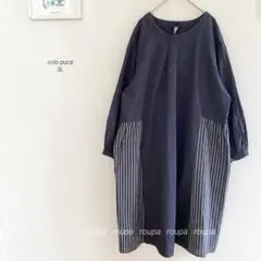 colo puca コットンリネンサイドストライプワンピース756s