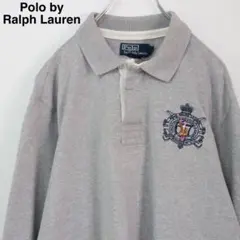 【希少】ポロバイラルフローレン ラガーシャツ 刺繍ロゴ Lサイズ グレイ 長袖