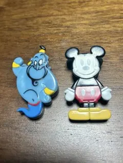レトロ ディズニー ミッキー＆ジーニー クリップ フィギュア 2個セット