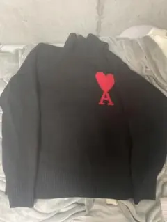 Ami Paris ハート刺繍 ニットセーター 黒