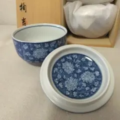 たち吉　橘吉　染牡丹　蓋付き　茶呑み茶碗　５客 湯呑み茶碗　美濃焼　未使用品