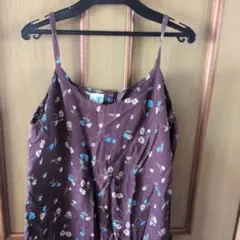 花柄 キャミワンピース ブラウン