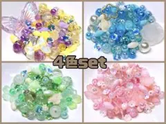 【D10】アクセサリービーズ アソート ガラス アクリル 4袋セット400個以上
