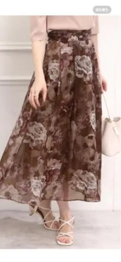 クチュールブローチオーガンフルールタックベルトスカートブラウン系40