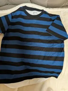 GLOBAL WORK 青と黒のストライプ Tシャツ S