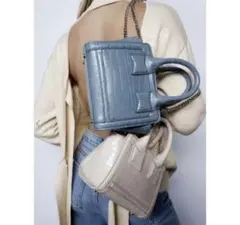 ZARA ショルダーバッグ、ハンドバッグ　ベージュ