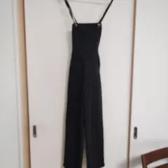 ブラック デニム オーバーオール