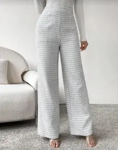 チェックワイドパンツ