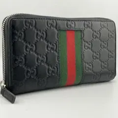 超人気✨美品✨グッチ ジッピーウォレット シマレザー シェリーライン ブラック