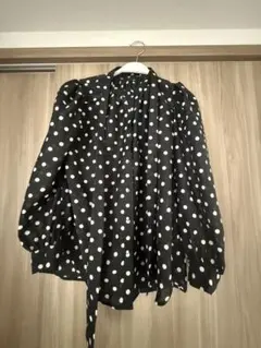 GRL ドット柄 2Wayリボンブラウス ブラウン Fサイズ 春夏 秋コーデ