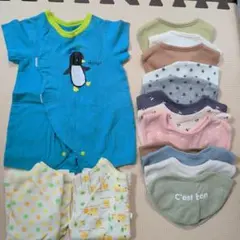 ロンパース1枚・肌着2枚50-60、スタイ13枚 計16点セット