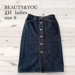 【美品】BEAUTY&YOUTH デニムスカート 前ボタン 日本製 Sサイズのサムネイル
