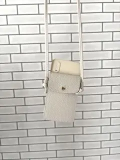 スマホショルダーバッグ グレー レザー