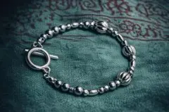 インディアンジュエリー シルバービーズ ブレスレット ハンドメイド ナバホ族