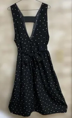 SANDY サロペット　ドット　黒　フレアスカート　オーバーオール　FREE