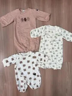 女の子向け　50-70 秋冬 ロンパース・カバーオール 3点セット