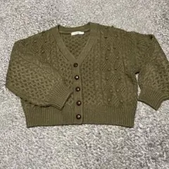 MOUSSY CABLE KNIT カーディガンオリーブ色
