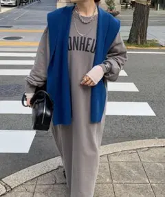 DouDou　２WAYロゴワンピース　グレー　ドゥドゥ