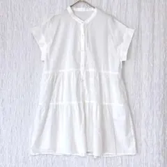 3954 any FAM チュニックシャツ　バンドカラー　白シャツ　涼しげ　Fのサムネイル