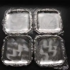 金属製装飾皿4枚セット　デザート皿
