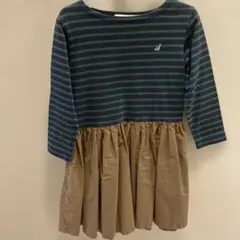 SHIPS 七分袖ストライプワンピース 100