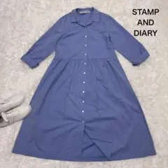 美品　STAMP AND DIARY シャツワンピース 日本製　ブルー　コットンのサムネイル