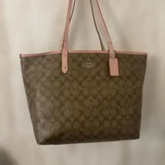 COACH リバーシブル トートバッグ ピンク レディース ショルダーバッグ