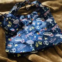 ディズニー　ミッキー ミニー エコバッグ ネイビー 折りたたみ コンパクト