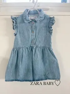 ZARA BABY デニムワンピース 2-3歳 ヘアゴム付きのサムネイル