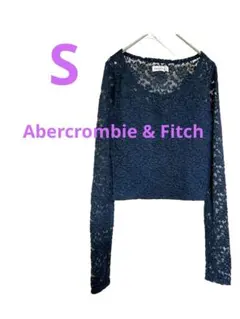 アバクロ　ネイビー レース トップス　ショート丈　きれいめ　上品　春服のサムネイル