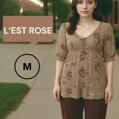 【美品】L’EST ROSE レストローズ キャミソール付き 花柄長袖チュニックのサムネイル